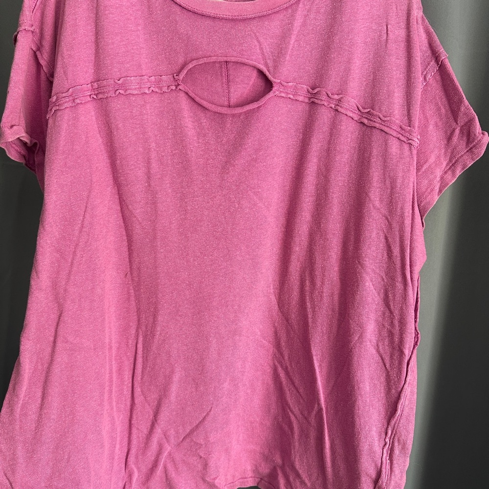 We The Free Pink Cut Out Short Sleeve T-Shirt